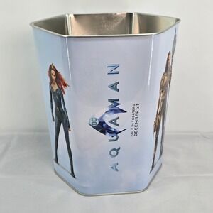 DC Comics Aquaman Movie Popcorn Tin 130oz Metal Bucket Golden Link 2018 Promo